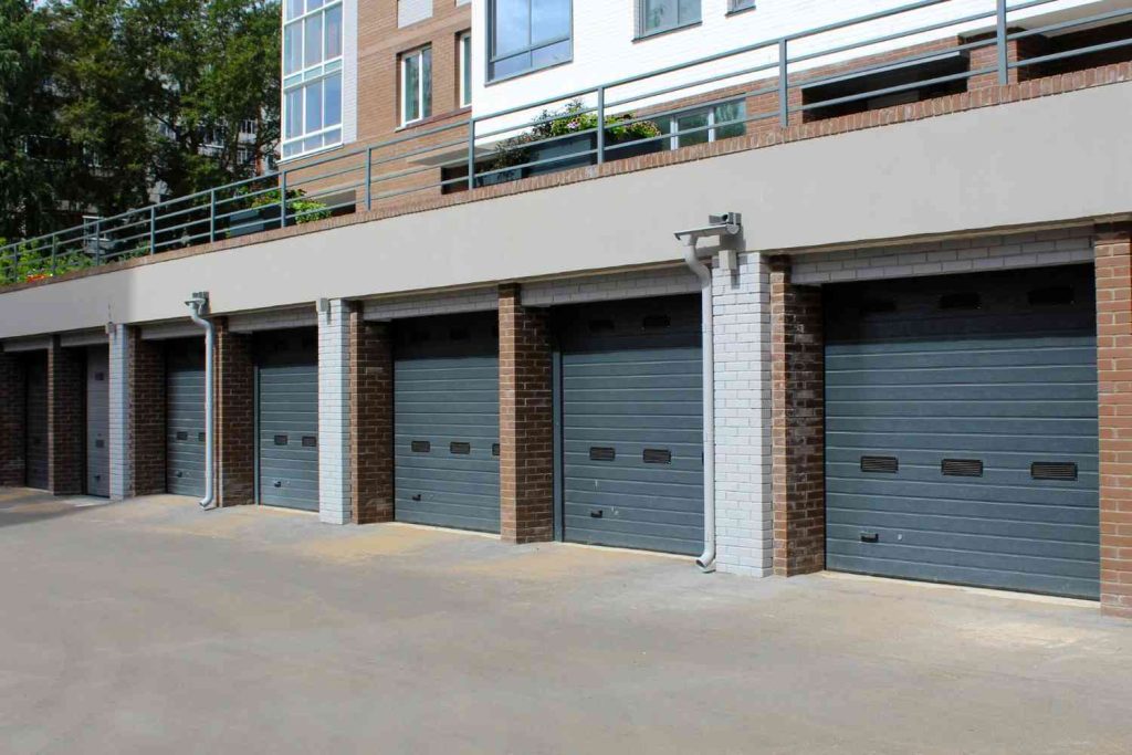 Row of commercial garage doors