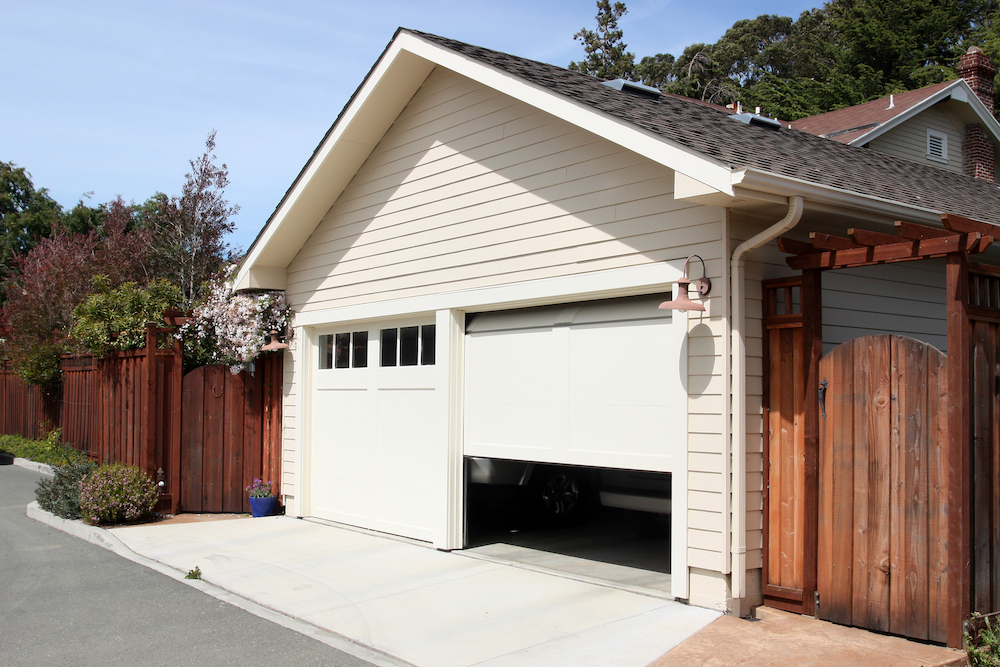 Open residential garage door